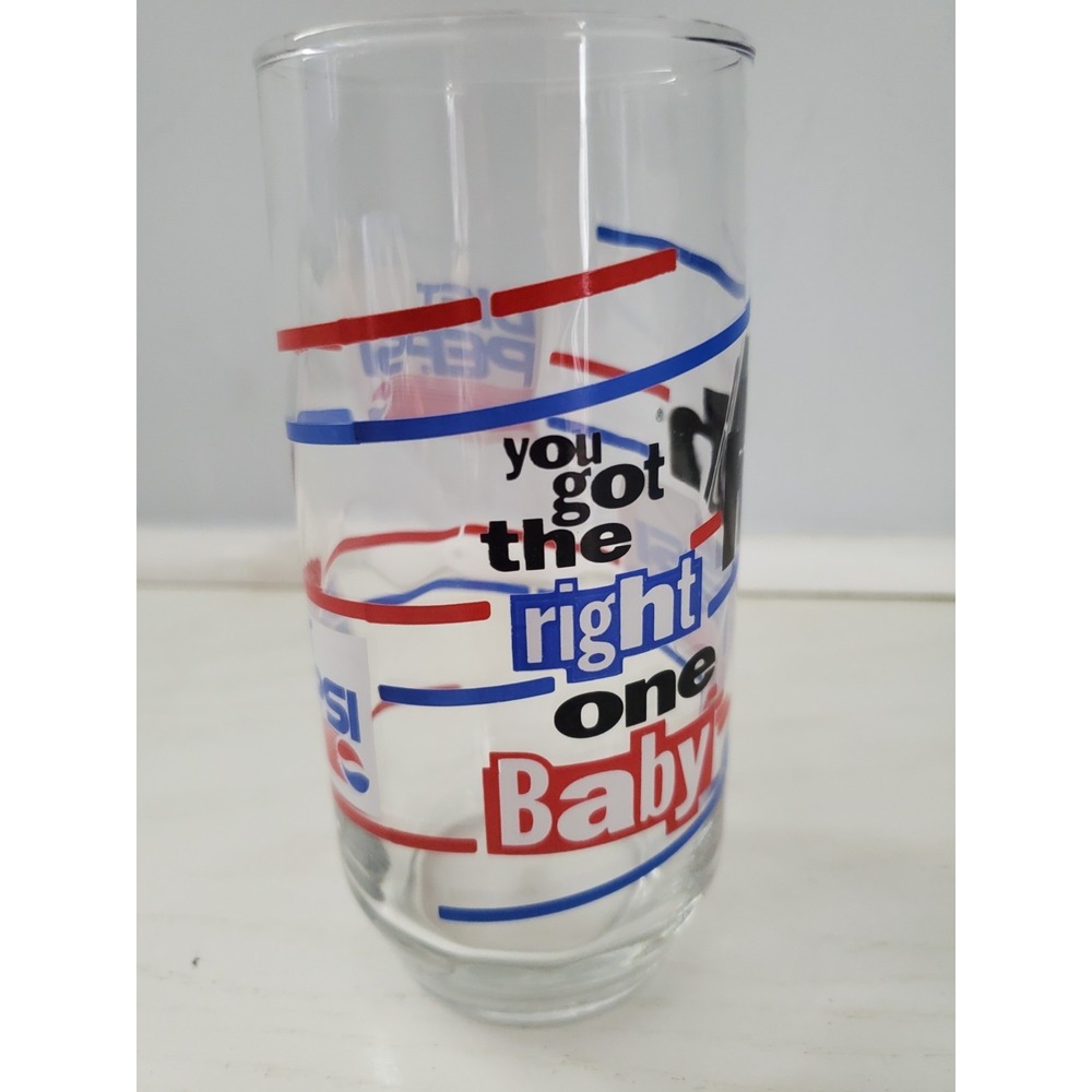 Vintage 1980's Diet Pepsi Glass "You Got the Right‎ One Baby Uh Huh" 12oz Clear